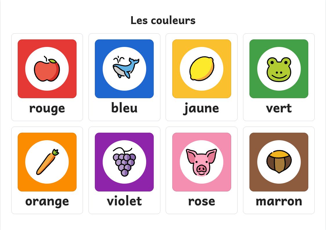 Aperçu, page 1 : Affiche des couleurs : rouge, bleu, jaune, vert…