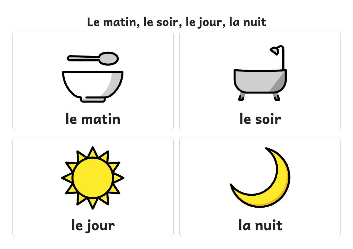 Aperçu, page 1 : Affiche : le matin, le soir, le jour et la nuit
