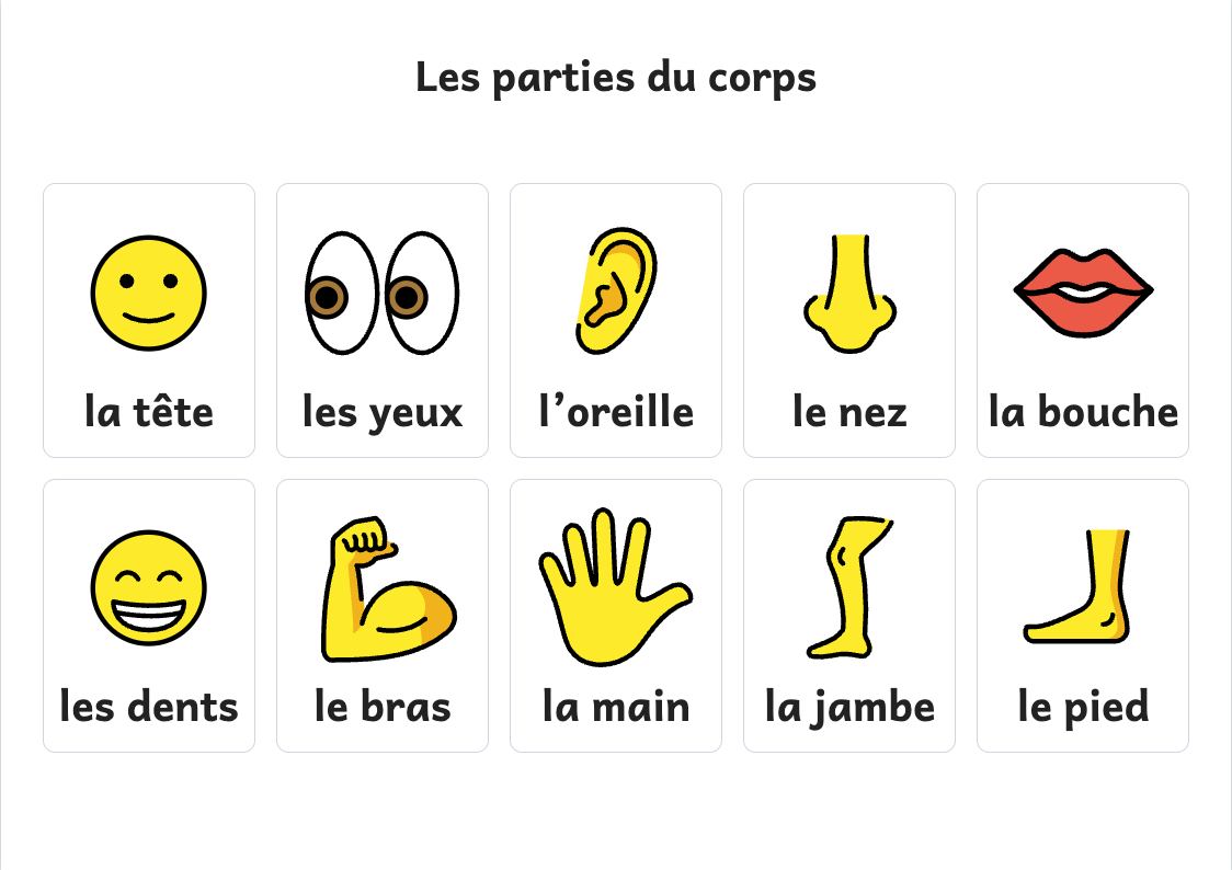 Aperçu, page 1 : Affiche des parties du corps : tête, yeux, nez, bouche…