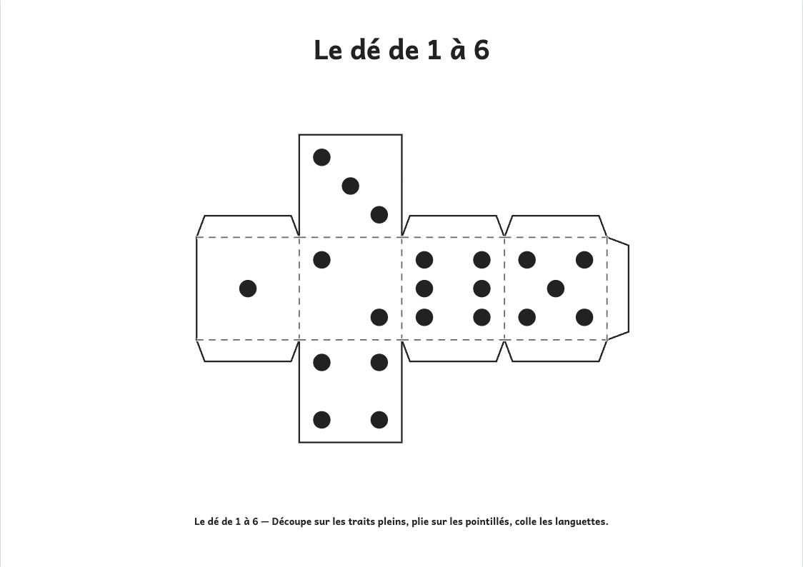 Aperçu, page 1 : Les dés à plier : usuel, « 1, 2, 3 » et « + / − »