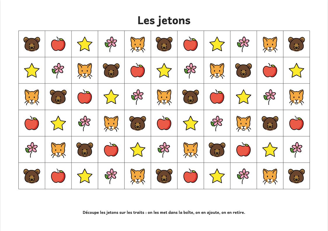 Aperçu, page 1 : Une planche de jetons à découper