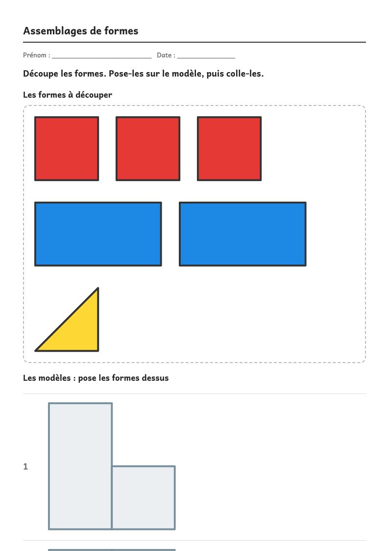 Aperçu, page 1 : Assemblages de formes