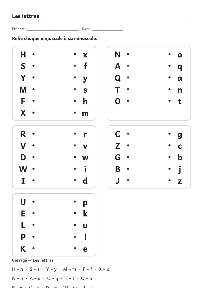 Aperçu, page 1 : Les lettres